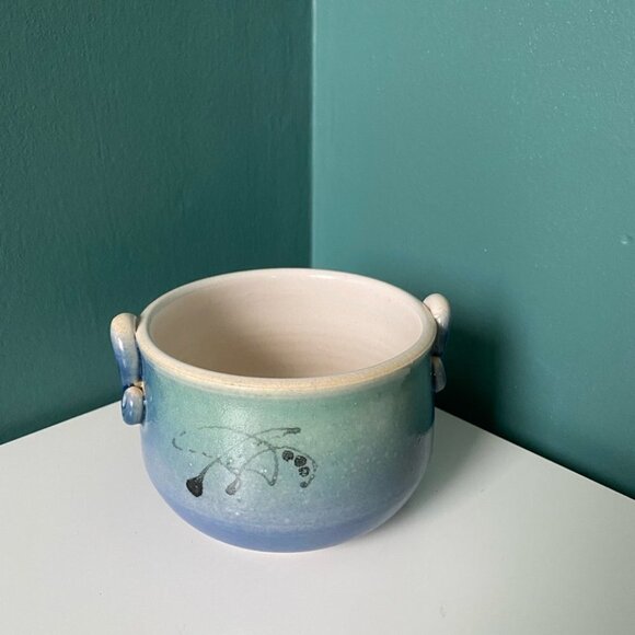 HANDMADE Wheel Thrown Small Pottery Bowl with Handles, Great Condition - Picture 2 of 8